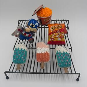 Novelty Christmas Ornament Lot Cheetos Captain America‎ Popsicle Beaded NEW